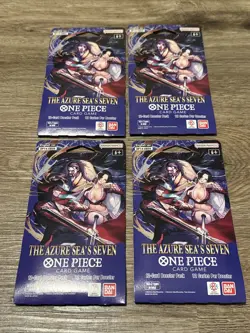 One Piece OP14 The Azure Sea’s Seven Sleeved Booster Pack English TCG [Lot of 4] - Image 1