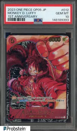 2023 One Piece OP05 Japanese 1st Anniversary #012 Monkey D. Luffy PSA 10 - Image 1