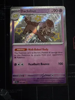 Pokemon TCG Shiny Dachsbun Holo Rare Card 161/091 Paldean Fates NM - Image 1