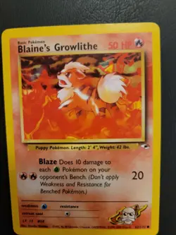 Blaine's Growlithe 62/132 Gym Heroes Pokemon Card Vintage WOTC - Image 2