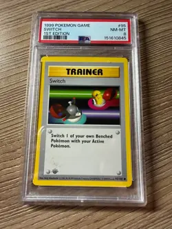 1999 Pokemon Game Base 1st Edition English Card - PSA 8 - Switch Trainer #95/102 - Image 1