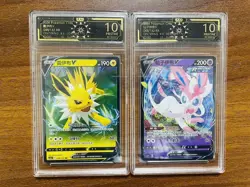 2024 Pokemon TCG Jolteon V Sylveon V RR TOC 10 Pristine Graded Card VB16 - Image 1