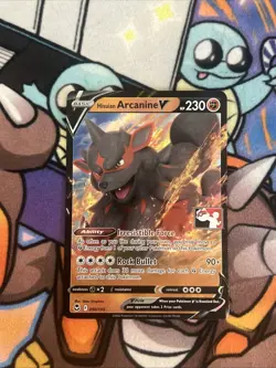 090/195 Hisuian Arcanine V Prize Pack Series Stamped Play Pokemon TCG Silver - Image 1
