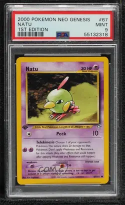 Natu 1st Ed. Pokemon Neo Genesis PSA 9 MINT 2000 - Image 1