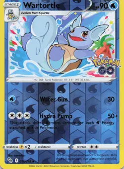 Wartortle Uncommon Reverse Holo 2022 Pokemon GO 016/078 NM - Image 1