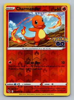 Charmander Common Reverse Holo Pokemon GO 008/078 LP - Image 1