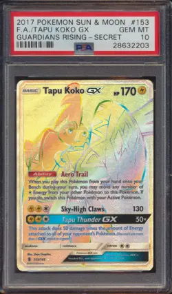 2017 POKEMON GUARDIANS RISING TAPU KOKO GX #153 FULL ART SECRET RARE PSA 10! - Image 1