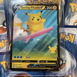 Surfing Pikachu V - 008/025 - Ultra Rare Celebrations Pokemon TCG Near Mint - Image 1