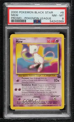Mew (Pokemon League) WOTC Black Star PSA 8 1999 - Image 1