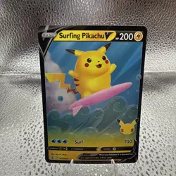 SURFING PIKACHU V 008/025 2021 POKEMON CELEBRATIONS SWORD & SHIELD 25TH ANNIVERS - Image 1