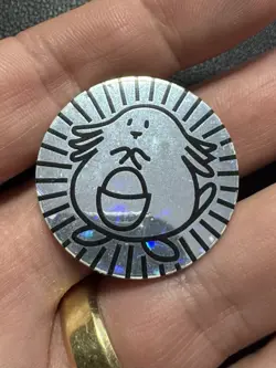 Vintage 1999 Chansey Pokemon Coin Rainbow Holo Sparkle Wizards Of The Coast WOTC - Image 3