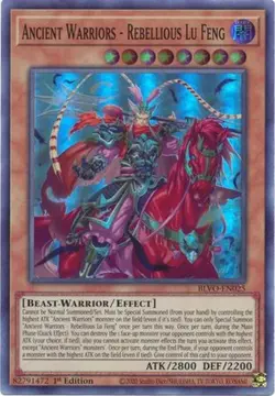 Yugioh - Ancient Warriors - Rebellious Lu Feng (1st Edition) - BLVO-EN025 (P) - Image 1