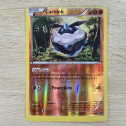 MISSCUT OFF CENTER OC ERROR Carbink 50/124 Reverse Holo Card XY Pokemon Fates - Image 1