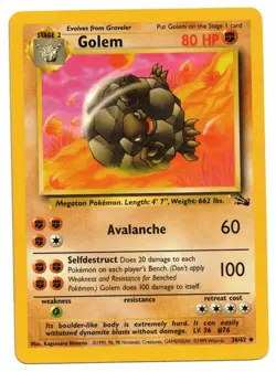 Pokemon Card: Golem 36/62 Fossil Set! EX - Image 1