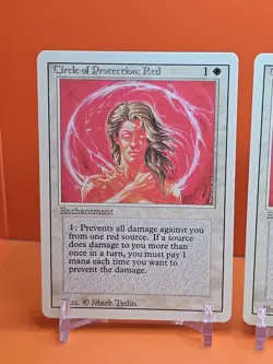 ⚪⚪⚪ (4) 1994 Magic The Gathering CIRCLE OF PROTECTION RED REVISED PLAYED ⚪1 - Image 2