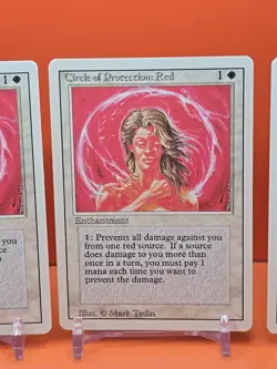 ⚪⚪⚪ (4) 1994 Magic The Gathering CIRCLE OF PROTECTION RED REVISED PLAYED ⚪1 - Image 4