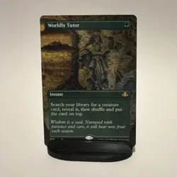 Magic: The Gathering Worldly Tutor Dominaria Remastered Green Rare Borderless - Image 1