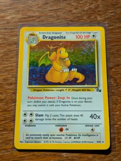 Pokemon TCG Dragonite Holo Rare Unlimited Mod Fossil 4/62 - Image 2