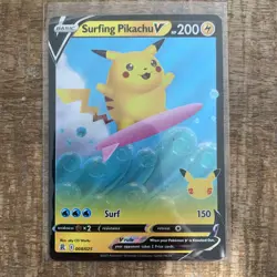 Pokemon Pikachu TCG Surfing v Celebrations Holo Ultra Rare Card 008/025 - Image 1