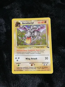 Pokemon TCG Aerodactyl Fossil Holo Rare Unlimited 1/62 60 HP Wizards 1999 - Image 1