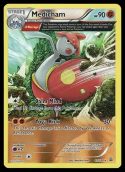 Medicham 81/160 Rare Primal Clash Pokemon Reverse Holo Moderately Played - Image 1