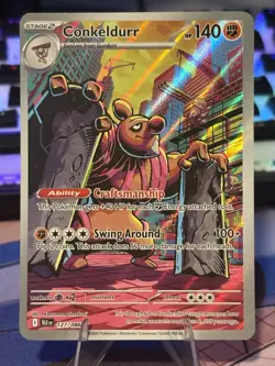 Pokemon TCG Conkeldurr Illustration Rare 127/086 SV: Black Bolt NM - Image 1