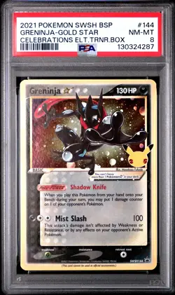 2021 POKEMON SWSH BLACK STAR PROMO #144 GRENINJA-GOLD STAR PSA 8 - Image 1