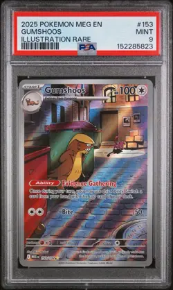 2025 POKEMON MEG EN-MEGA EVOLUTION ILLUSTRATION RARE #153 GUMSHOOS PSA 9 - Image 1