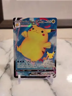 Pokemon TCG Surfing Pikachu VMAX 009/025 Celebrations Holo Full Art LP - Image 1