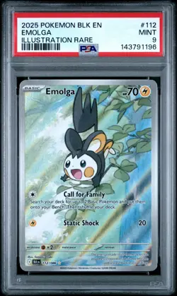 Emilia 2025 Pokemon Blk En TCG Illustration Rare PSA Mint 9 - Image 1
