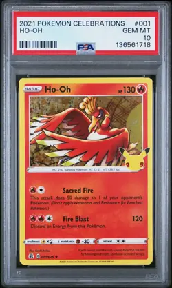 2021 POKEMON CELEBRATIONS #001 HO-OH PSA 10 - Image 1