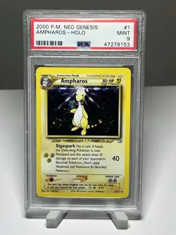 Pokemon Ampharos 1/111 Neo Genesis Holo Unlimited Edition PSA 9 - Image 1