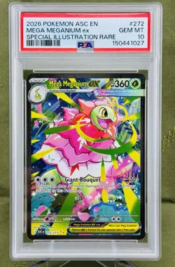 2026 POKEMON ASCENDED HEROES 272/217 SP ILLUST RARE MEGA MEGANIUM EX PSA 10 - Image 1