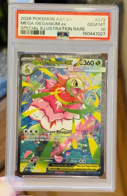 2026 POKEMON ASCENDED HEROES 272/217 SP ILLUST RARE MEGA MEGANIUM EX PSA 10 - Image 3