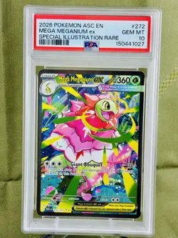 2026 POKEMON ASCENDED HEROES 272/217 SP ILLUST RARE MEGA MEGANIUM EX PSA 10 - Image 5