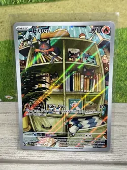 Pokemon TCG Litten Full Art Holo Card 167/162 Temporal Forces Illustration Rare - Image 1