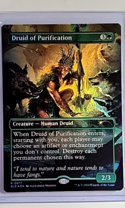 MTG Magic The Gathering SLD Secret Lair Borderless Foil Druid of Purification - Image 1