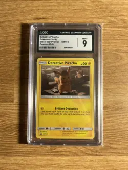 Pokemon - Detective Pikachu Holo CGC 9 SM194 Black Star Promo Card Cosmos Holo - Image 1