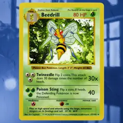 1999 Pokemon Beedrill 17/102 Base Set Shadowless Rare Card ☆Mint Condition☆ - Image 1