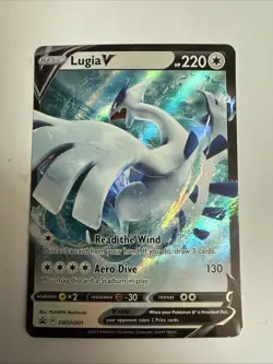 Pokemon TCG Lugia v SWSH301 Holo Black Star Promo Card - Image 1