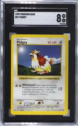 Pidgey Shadowless Pokemon Base Set SGC 8 1999 - Image 1