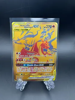 Pokemon Reshiram & Charizard GX TAG TEAM Promo Full Art Holo SM247 English - Image 1