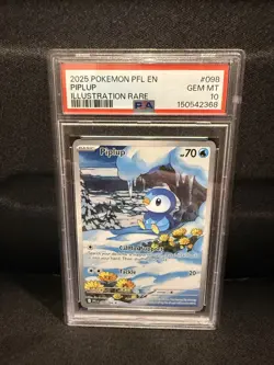 2025 POKEMON PFL EN-PHANTASMAL FLAMES ILLUSTRATION RARE #098 PIPLUP PSA 10 - Image 1