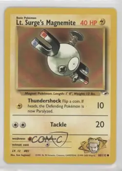 Lt Surge's Magnemite Pokemon Gym Heroes #80 2000 - Image 1