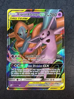 Espeon & Deoxys GX 72/236 Unified Minds Holo Sun & Moon Tag Team Pokemon BM - Image 1