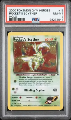 2000 POKEMON GYM HEROES HOLO #13 ROCKET'S SCYTHER PSA 8 - Image 1