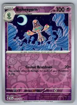 2024 Pokemon Temporal Forces Beheeyem 074/162 Reverse Holo - Image 1