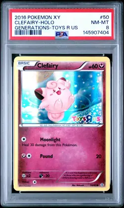 2016 POKEMON XY GENERATIONS TOYS R US #50 CLEFAIRY-HOLO PSA 8 - Image 1