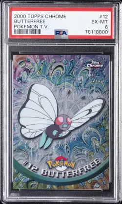 2000 TOPPS CHROME POKEMON T.V. #12 BUTTERFREE PSA 6 - Image 1