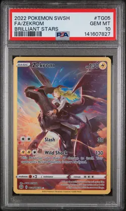 2022 POKEMON SWORD & SHIELD BRILLIANT STARS #TG05 FULL ART/ZEKROM PSA 10 - Image 1